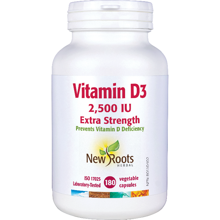 New Roots Vitamin D3 2,500 IU Extra Strength (180 Caps)