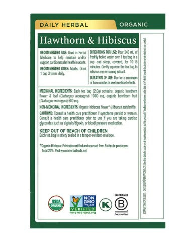 Traditional Medicinals Organic Hawthorn & Hibiscus Tea (16 bags)