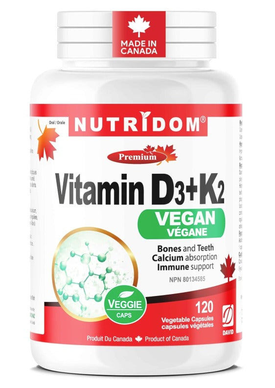 Nutridom Vegan Vitamin D3 and K2 (120vcaps)