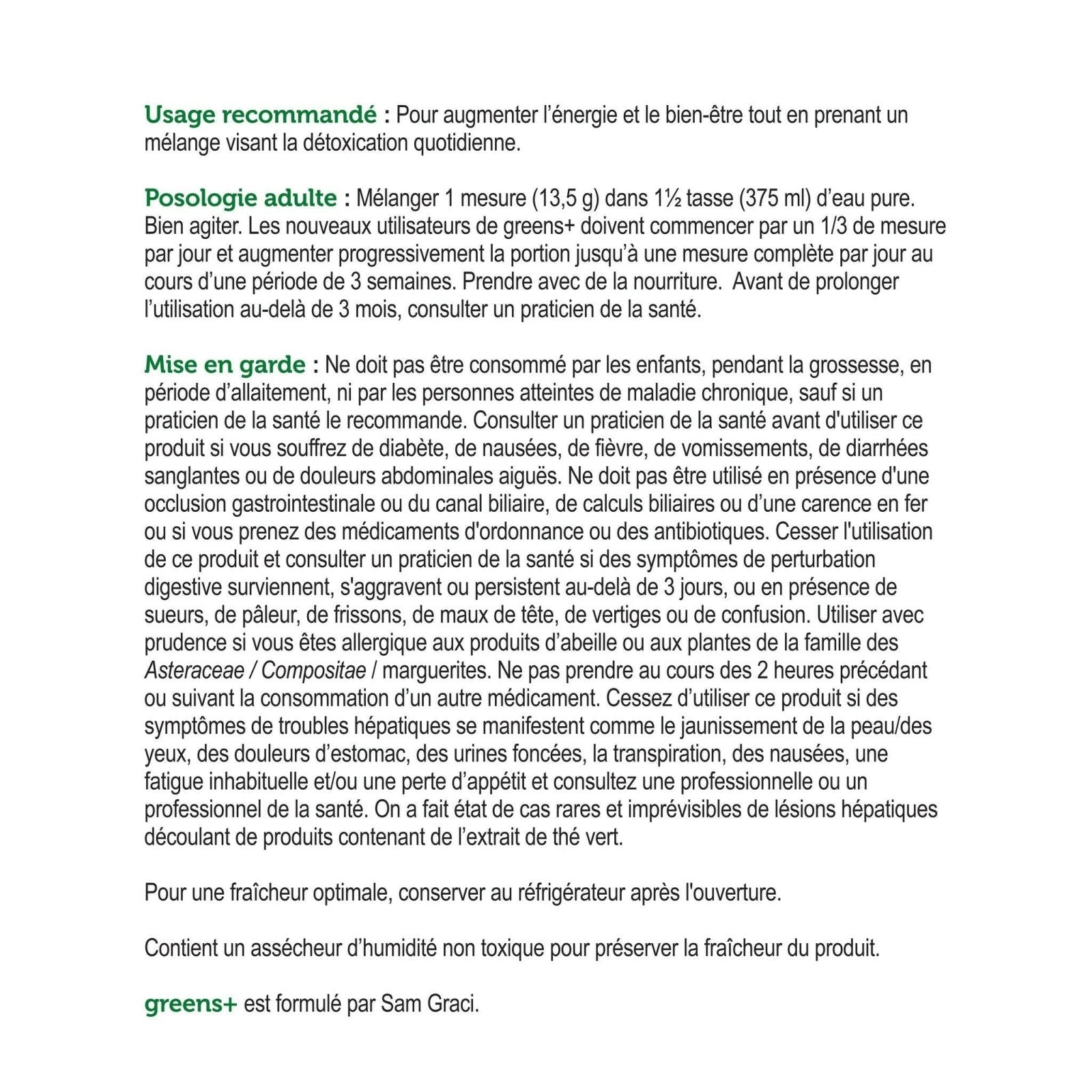 Genuine Health greens+ daily detox green apple (406 g)