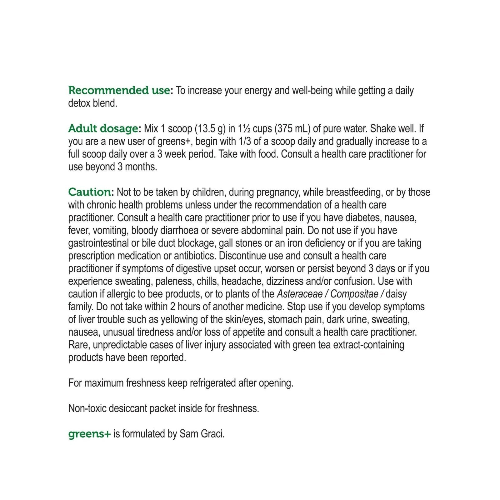 Genuine Health greens+ daily detox green apple (406 g)