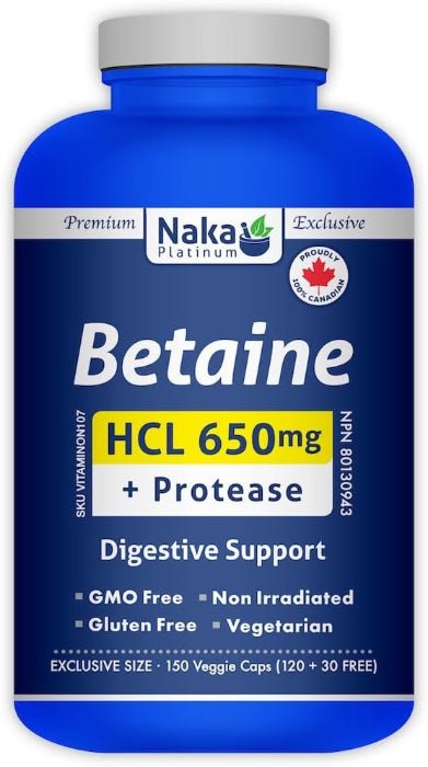 Naka Betaine HCL 650mg + Protease (75 vcaps)