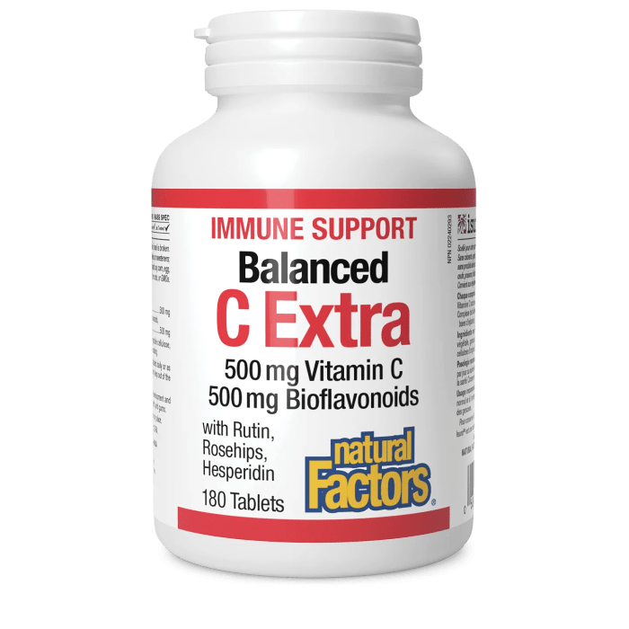 Natural Factors Balanced C Extra with Rutin, Rosehips, Hesperidin 500 mg/500 mg (180 tablets)