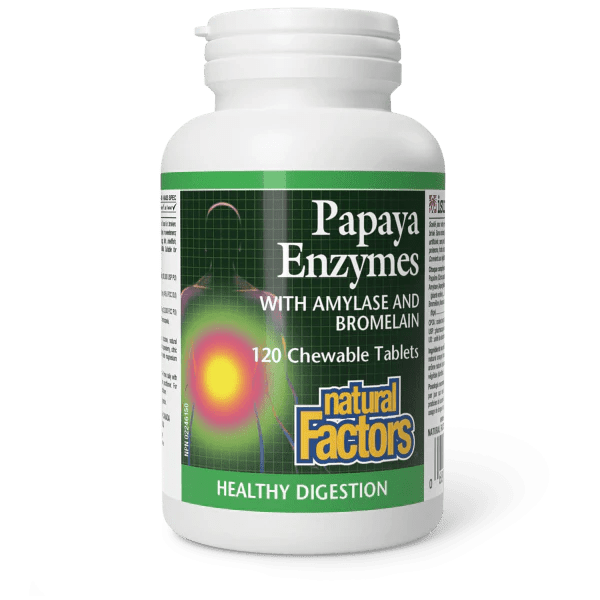 Natural Factors Papaya Enzymes with Amylase and Bromelain (120 Chewable Tablets)