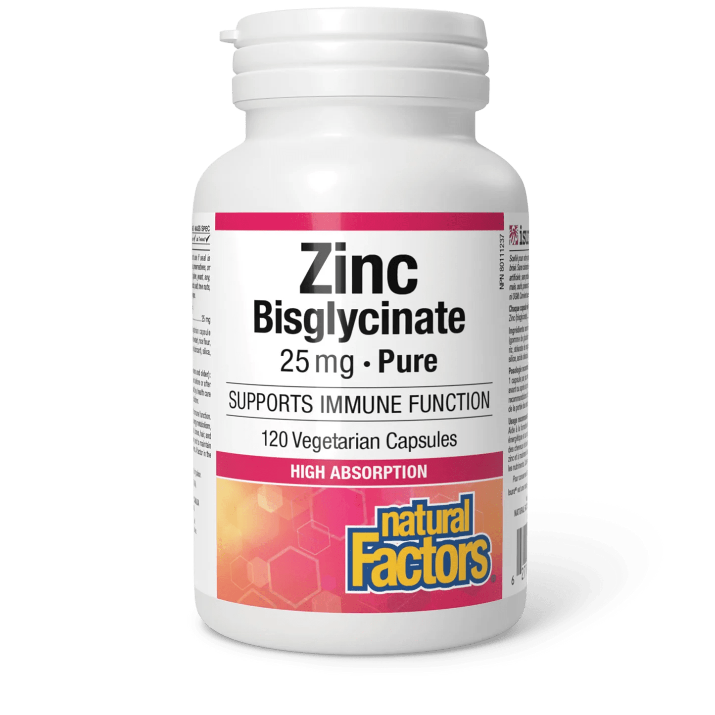 Natural Factors Zinc Bisglycinate 25 mg (120 vcaps)
