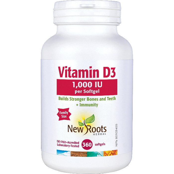 New Roots Vitamin D3 1,000 IU (360 softgels)