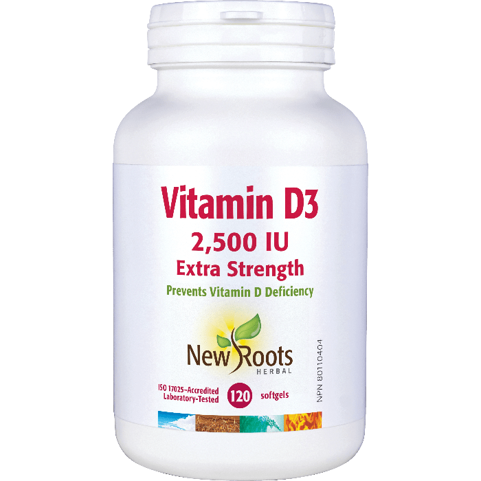 New Roots Vitamin D3 2,500 IU Extra Strength (120 softgel)