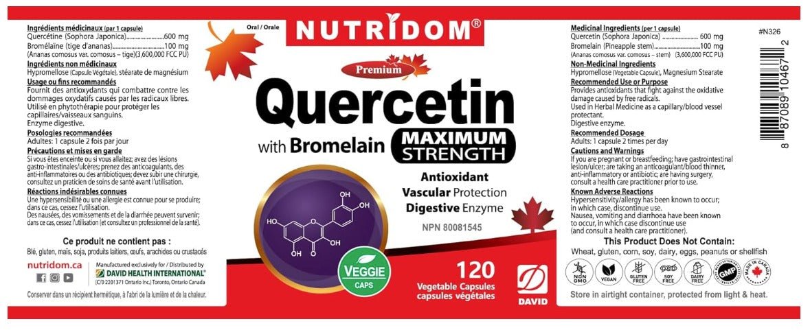 Nutridom Quercetin 600mg + Bromelain (120 vcap)