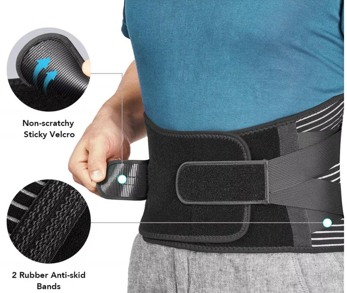 Back Brace - Adjustable lumbar support belt with splints