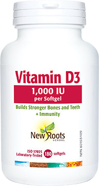 New Roots Vitamin D3 1,000 IU (180 softgels)