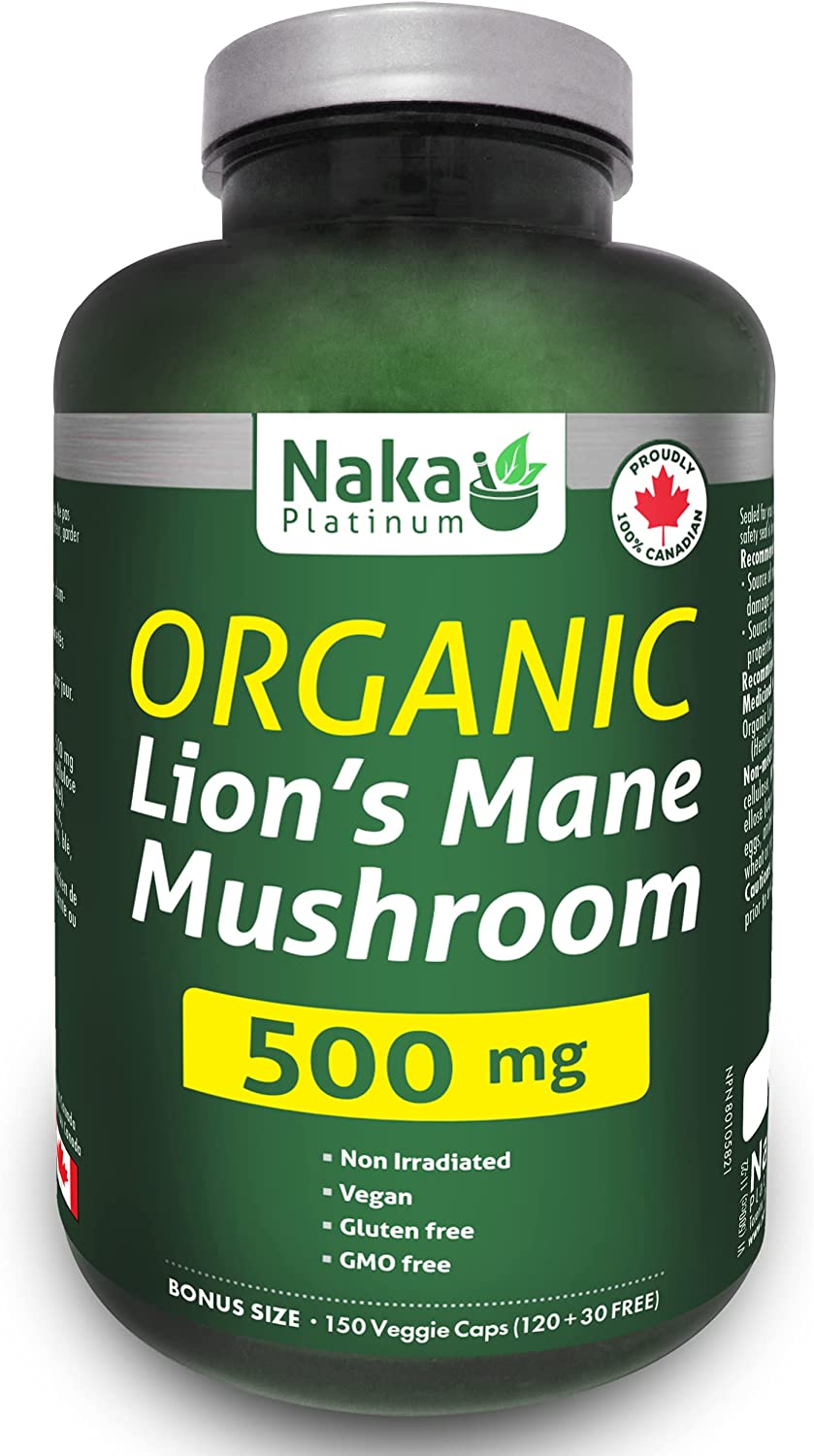 Naka Platinum Organic Lion’s Mane Mushroom 500mg (150 caps)