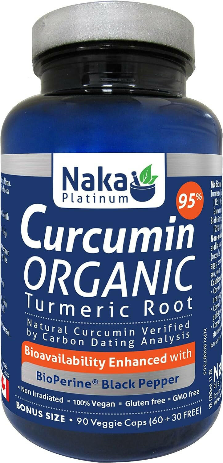 Naka Platinum Organic Curcumin (95%) 450 mg with Bioperine (90vcaps)