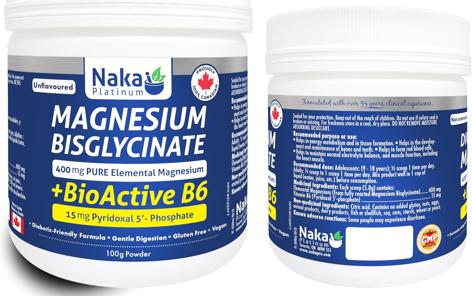 Naka Platinum Magnesium Bisglycinate + BioActive B6 (100mg)