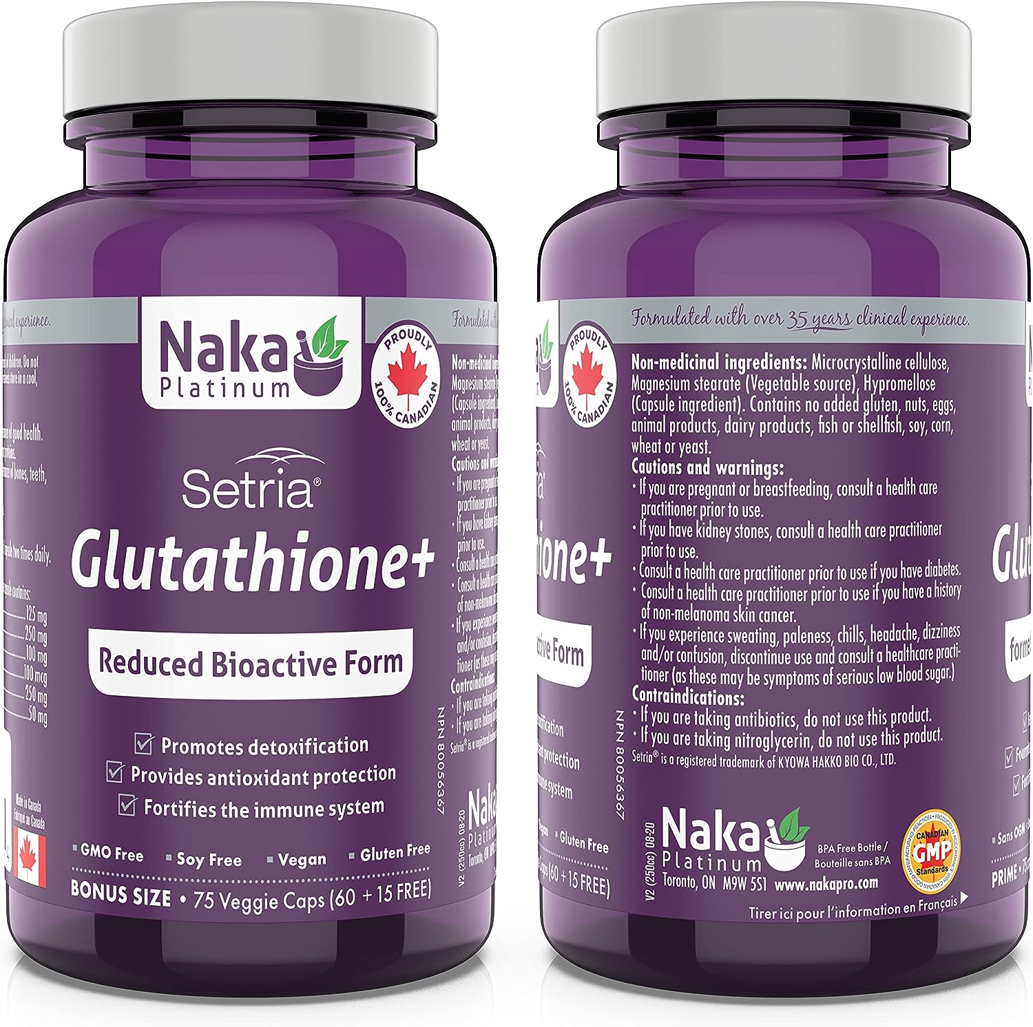 Naka Platinum Setria glutathione+ reduced Bioactive Form (75 Vcaps)