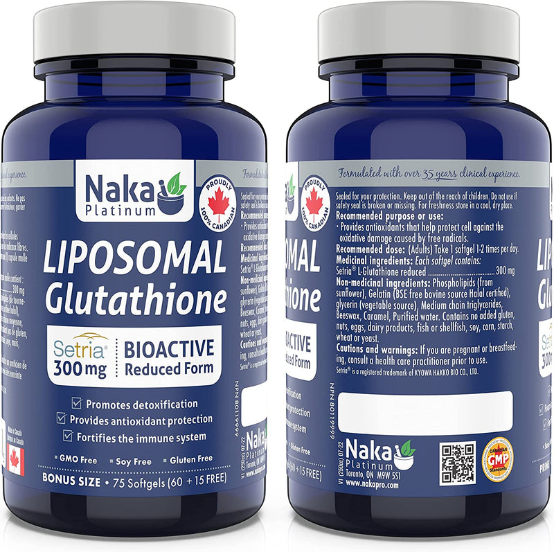 Naka Platinum Liposomal Glutathione 300mg (75 Softgels)-Bioactive reduced form