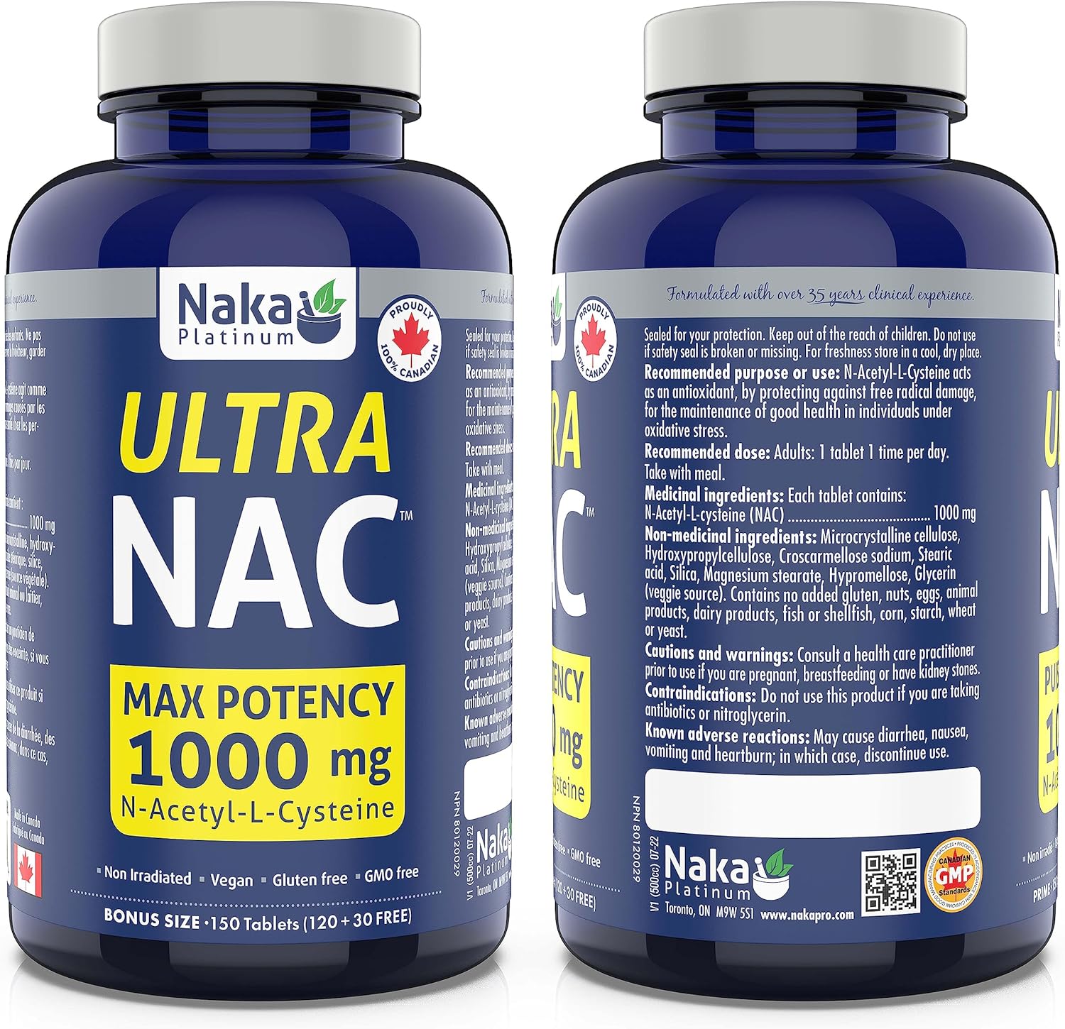 Naka Platinum Ultra NAC 1000 毫克（150 片）