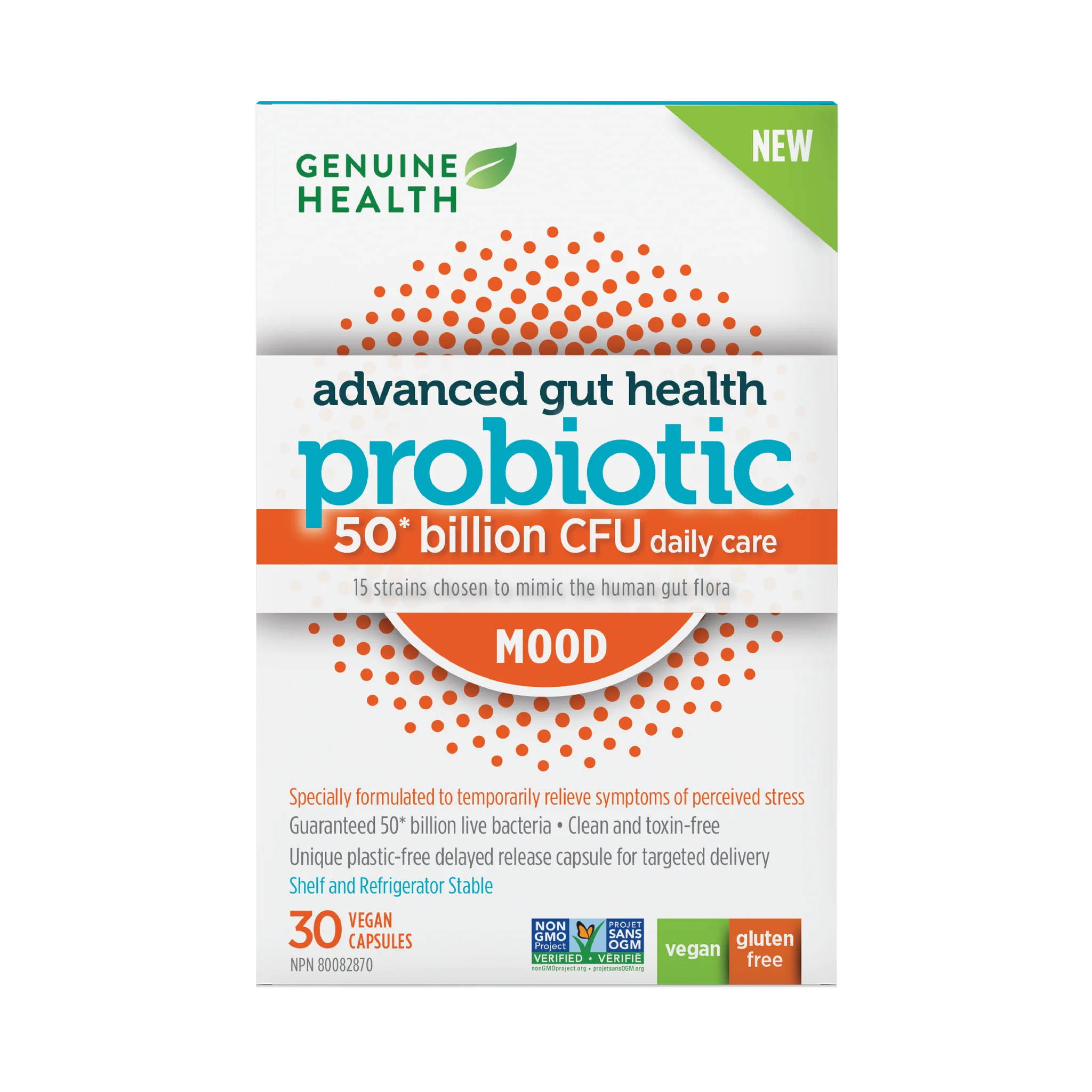 Genuine Health advanced gut health probiotic Mood 50 billion (30 vcaps)
