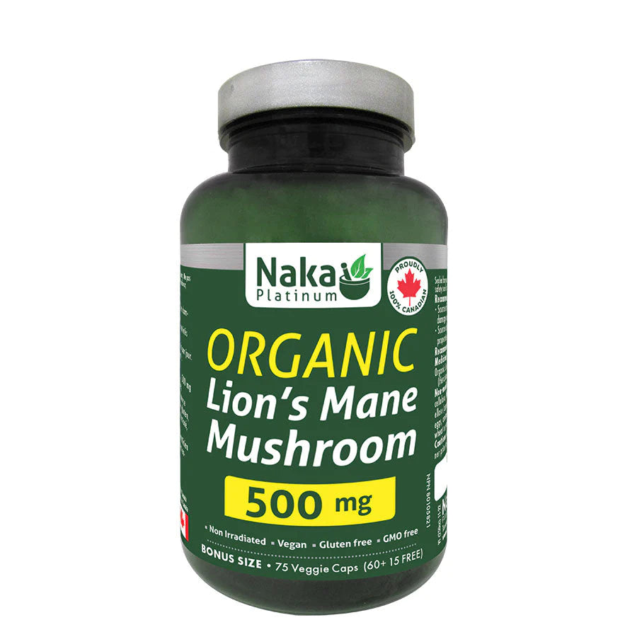 Naka Platinum Organic Lion’s Mane Mushroom 500mg (75 caps