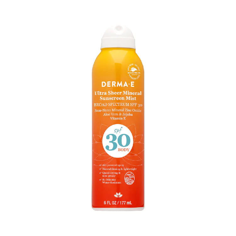 DermaE SPF30 超透明礦物身體防曬噴霧 (117mL)