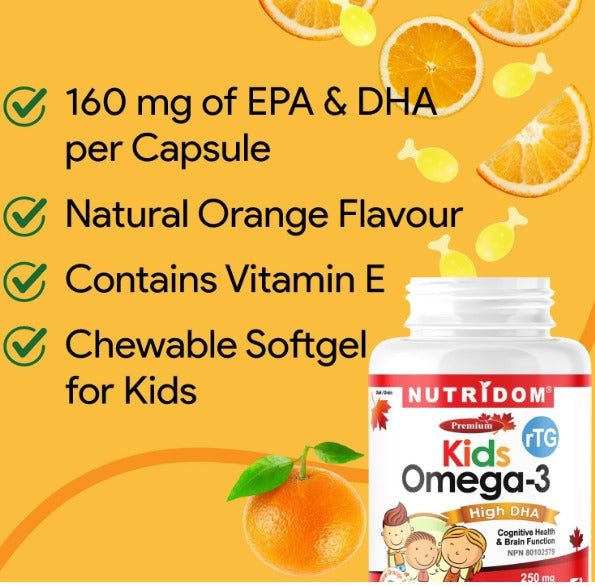 Nutridom Kids Omega-3 with High DHA  (120 Chewable Softgels)