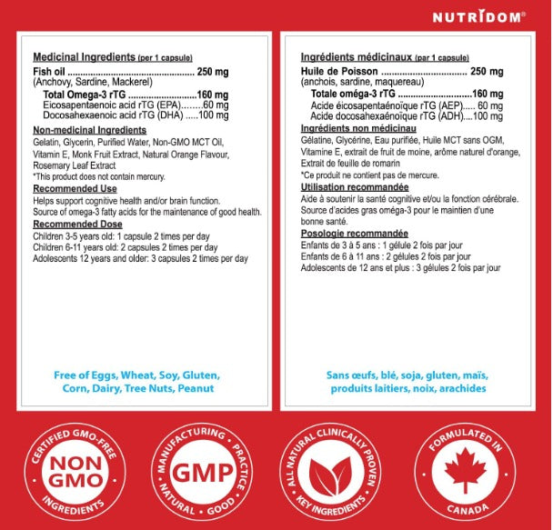 Nutridom Kids Omega-3 with High DHA  (120 Chewable Softgels)