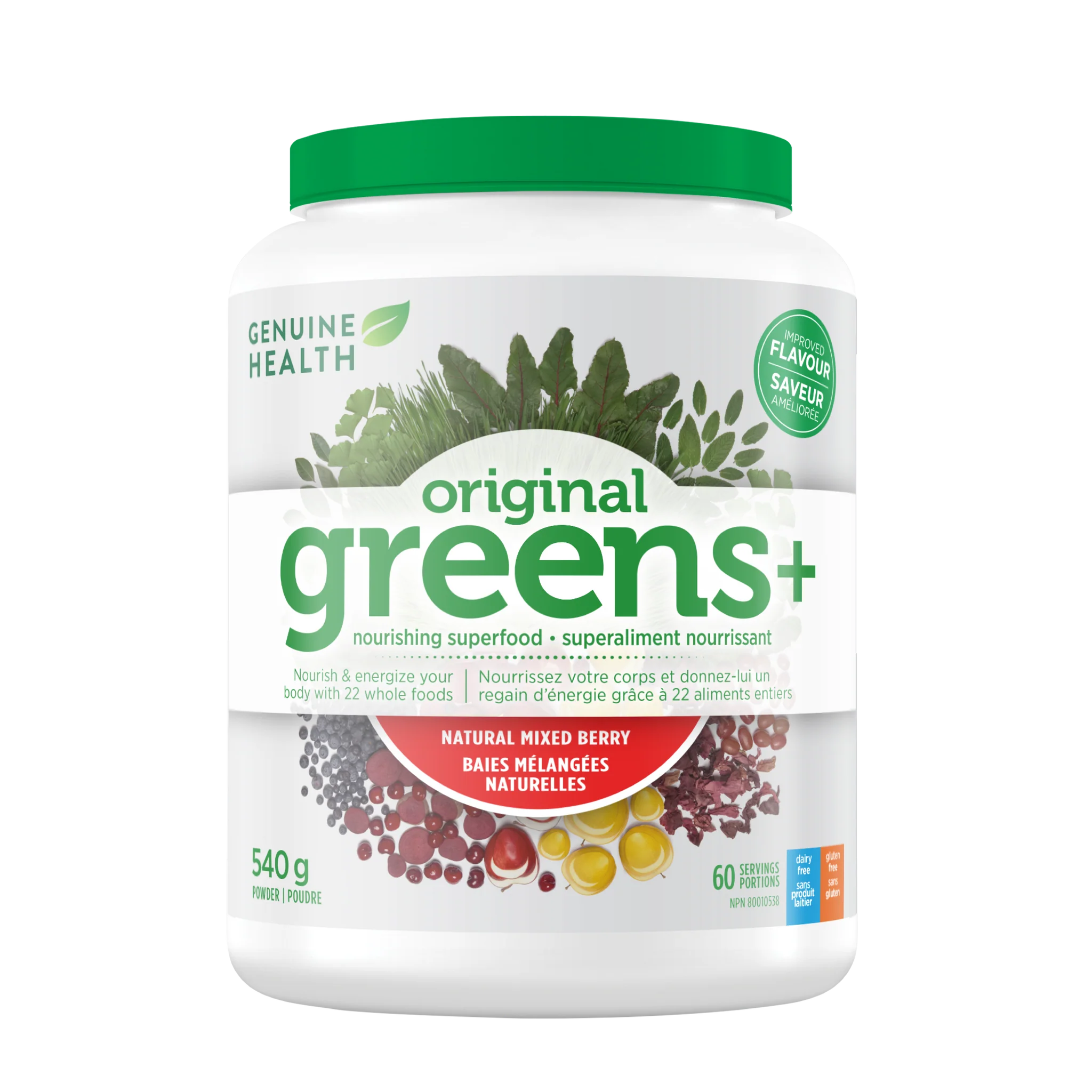 Genuine Health original greens+ mixed berry (540 g)