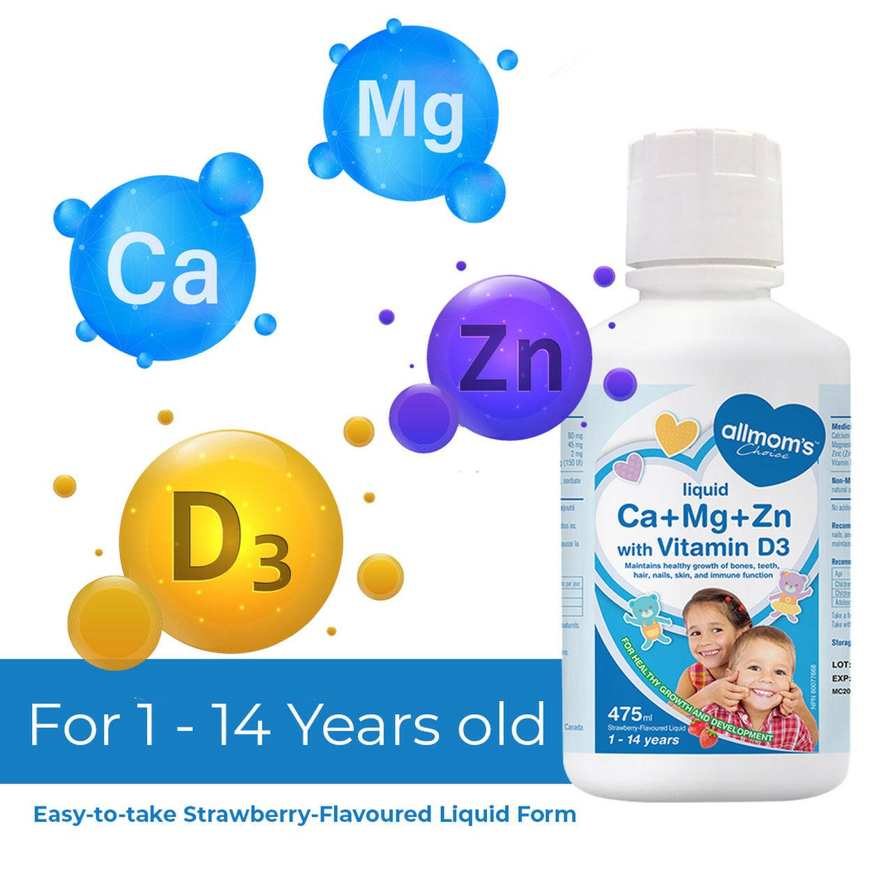 Allmom's Choice Children Ca + Mg+ Zn With Vitamin D3 (475mL)