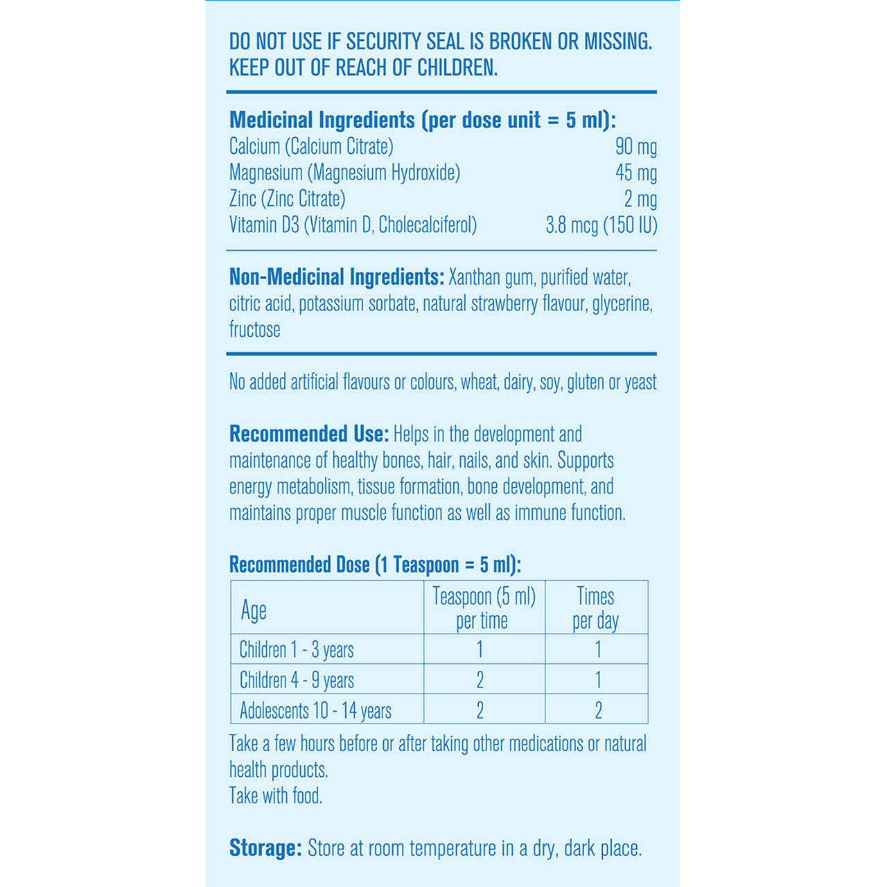 Allmom's Choice Children Ca + Mg+ Zn With Vitamin D3 (475mL)