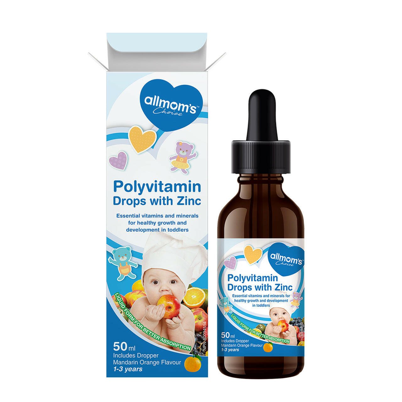 Allmom's Choice Children Polyvitamin Drops with Zinc (50mL)