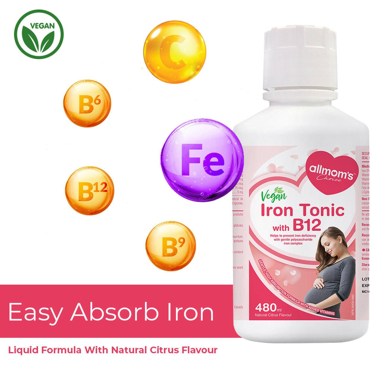 Allmom's Choice Vegan Iron Tonic with B12 (450 mL)