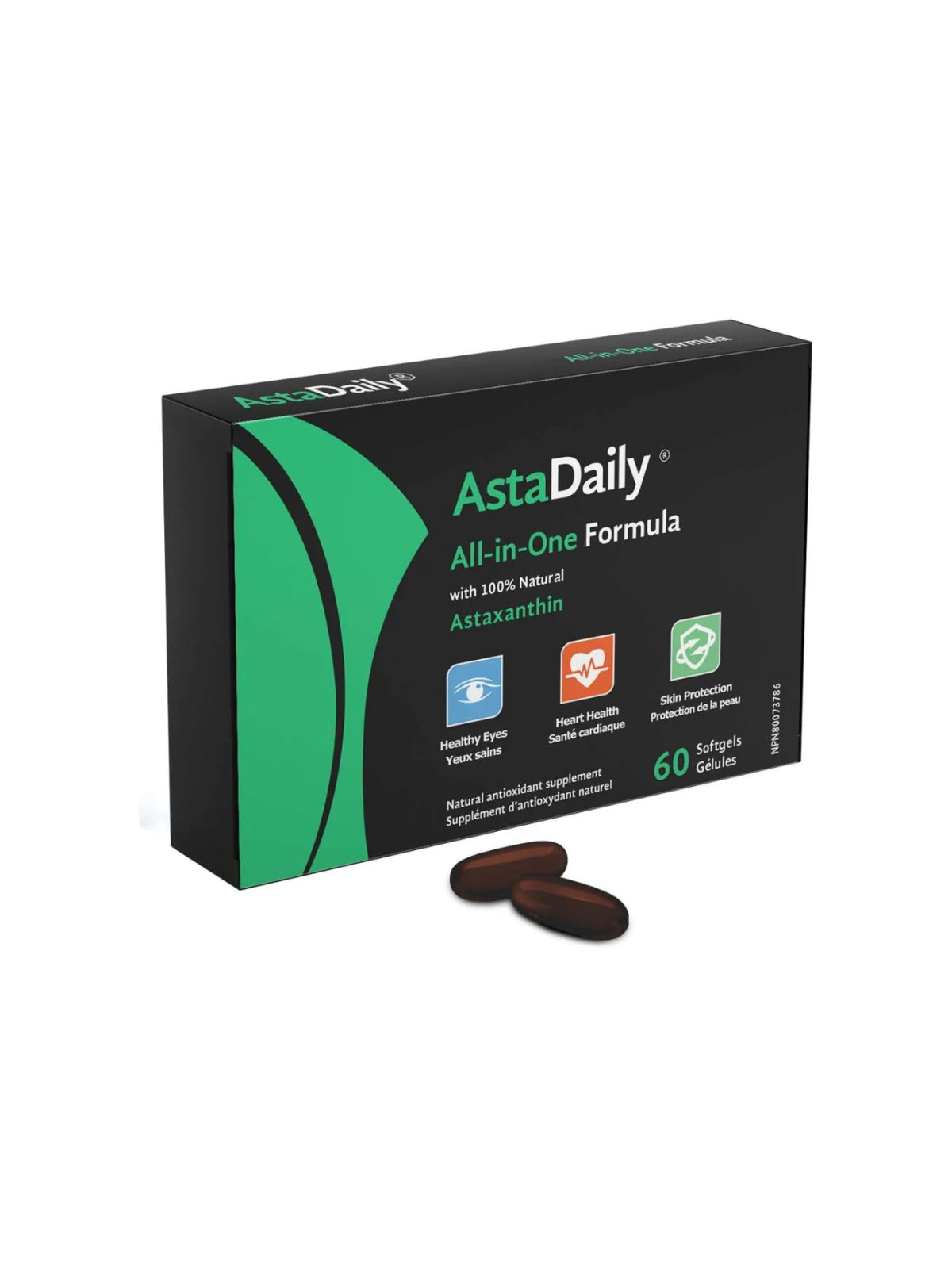 AstaDaily All - In - One Health Supplement - Vision, Heart and Skin (60 softgels)