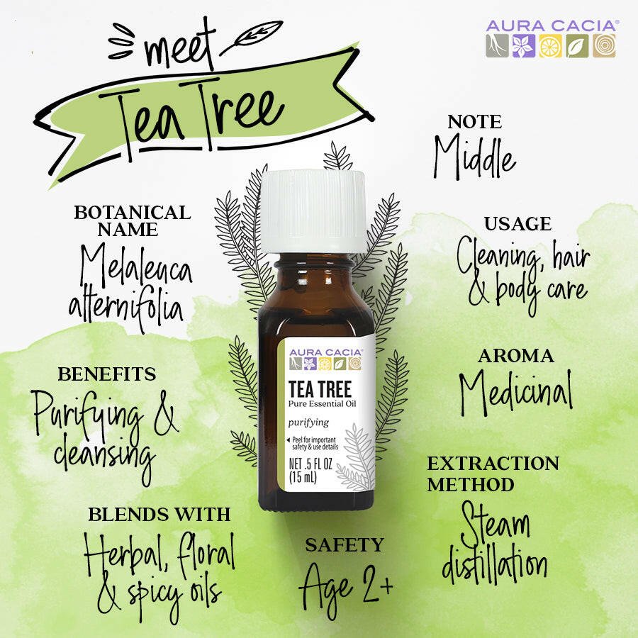 Aura Cacia Organic Tea Tree Essential Oil(7.4 mL)