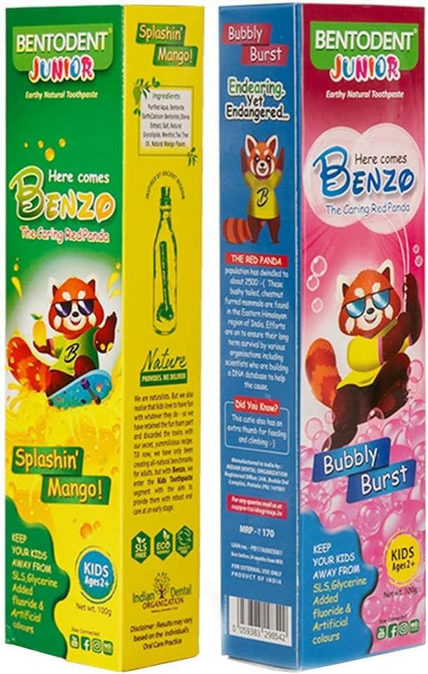 Bentodent Junior Toothpaste - All Natural (Mango | Bubble Gum) (100g)