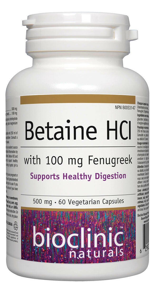 BioClinic Betaine HCI 500 mg (60 Vcaps) - with Fenugreek