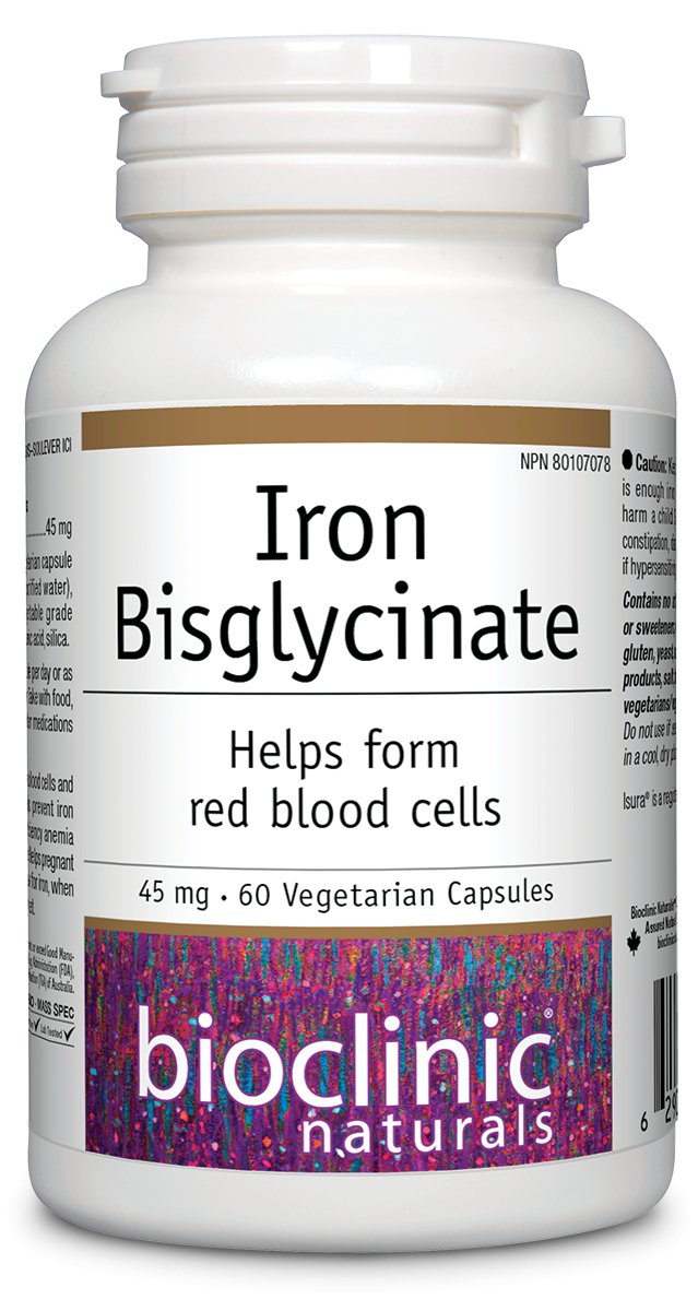 BioClinic Naturals Iron Bisglycinate 45mg (60 Vcaps)