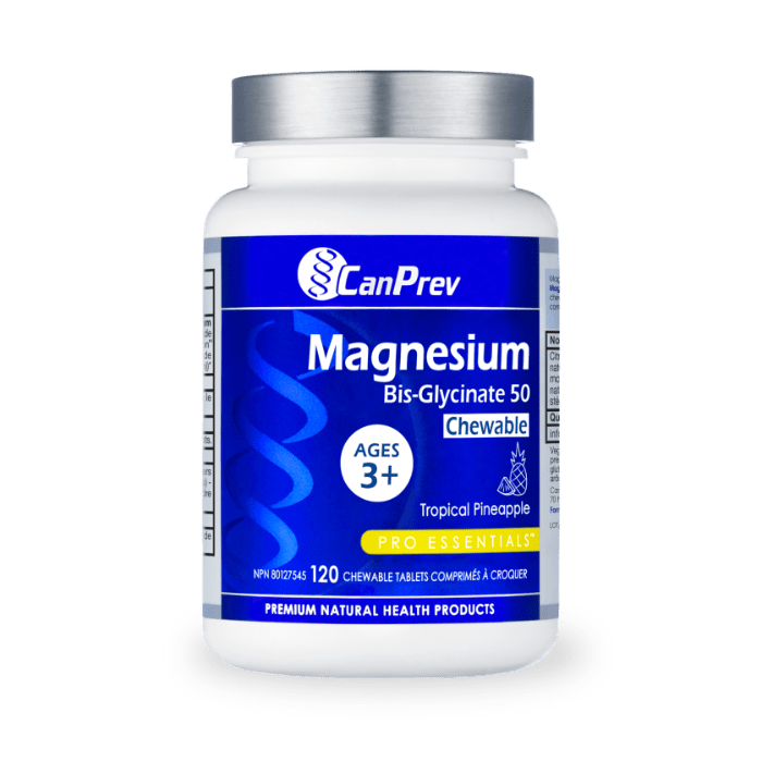 CanPrev Magnesium Bis·Glycinate 50 Chewable – Tropical Pineapple (120 tablets)