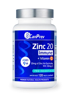 CanPrev Zinc 20 Immune + Vitamin C (120 Tablets)