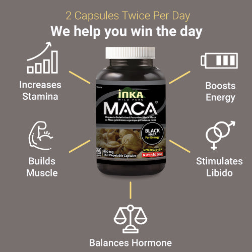 Inka Maca Black 800 毫克（150 Vcaps）提供能量