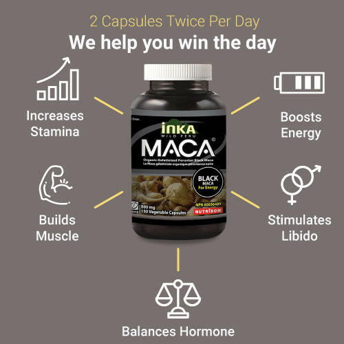 Inka Maca Black 800 毫克（90 粒維生素粒）提供能量
