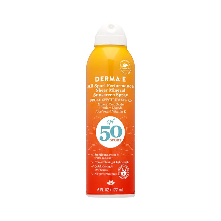 DermaE SPF50 Kids All Sport Performance Sheer Mineral Sunscreen Spray (117mL)