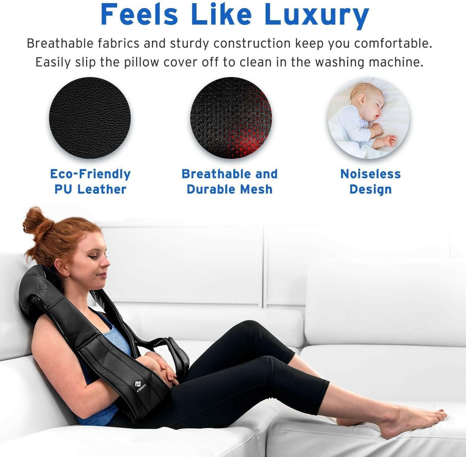 Etekcity Cordless Neck Back Shoulder Shiatsu Massager, 8 Heated Deep Kneading Massage Nodes