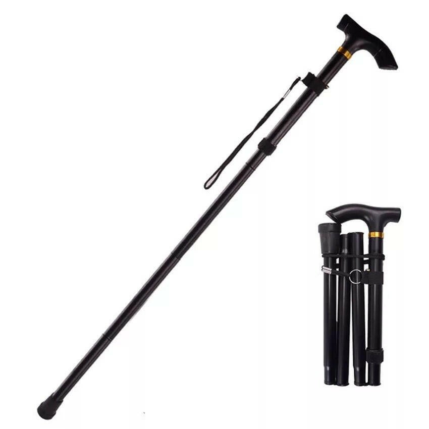 Foldable Aluminum Walking Cane with Four Sections - Lightweight, Adjustable, and Portable Mobility Aid Walking Stick for Seniors and Disabled