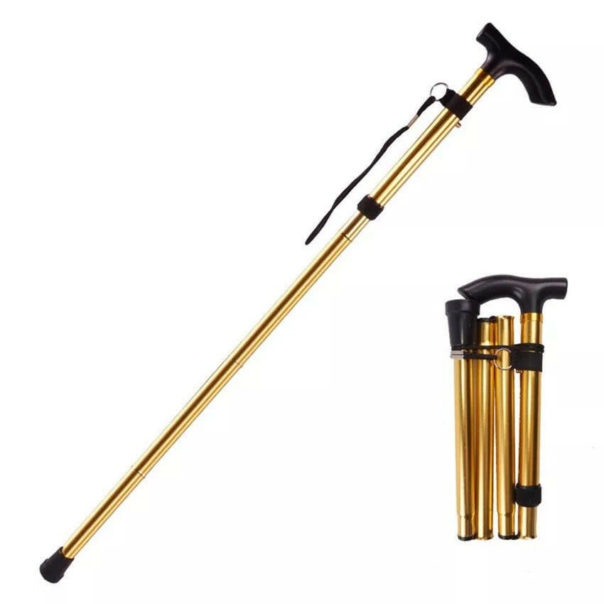 Foldable Aluminum Walking Cane with Four Sections - Lightweight, Adjustable, and Portable Mobility Aid Walking Stick for Seniors and Disabled