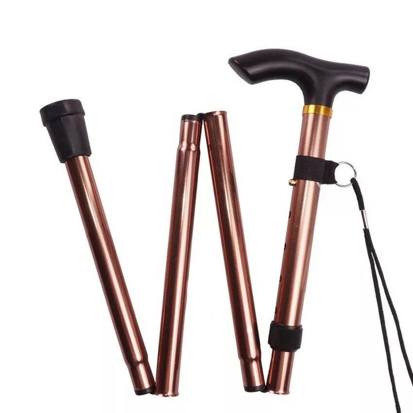 Foldable Aluminum Walking Cane with Four Sections - Lightweight, Adjustable, and Portable Mobility Aid Walking Stick for Seniors and Disabled