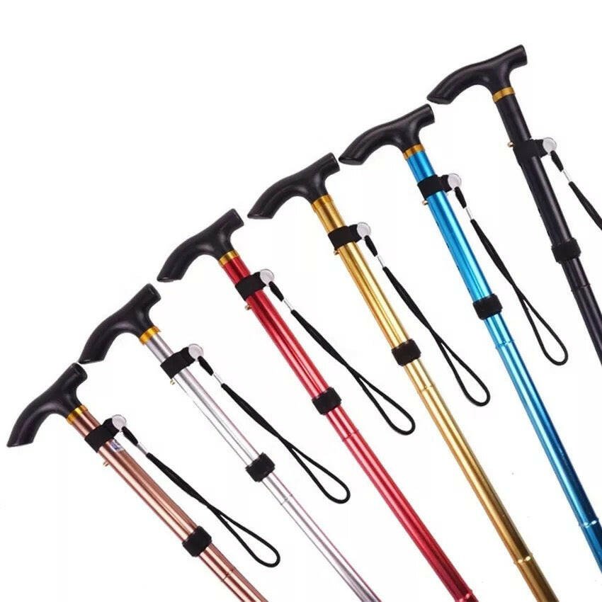 Foldable Aluminum Walking Cane with Four Sections - Lightweight, Adjustable, and Portable Mobility Aid Walking Stick for Seniors and Disabled