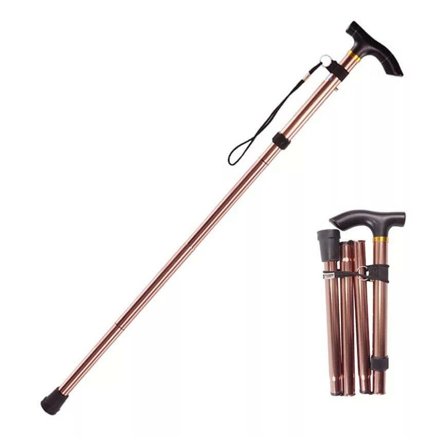 Foldable Aluminum Walking Cane with Four Sections - Lightweight, Adjustable, and Portable Mobility Aid Walking Stick for Seniors and Disabled