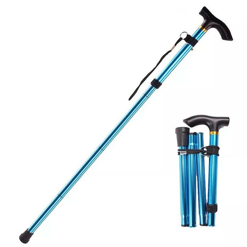 Foldable Aluminum Walking Cane with Four Sections - Lightweight, Adjustable, and Portable Mobility Aid Walking Stick for Seniors and Disabled