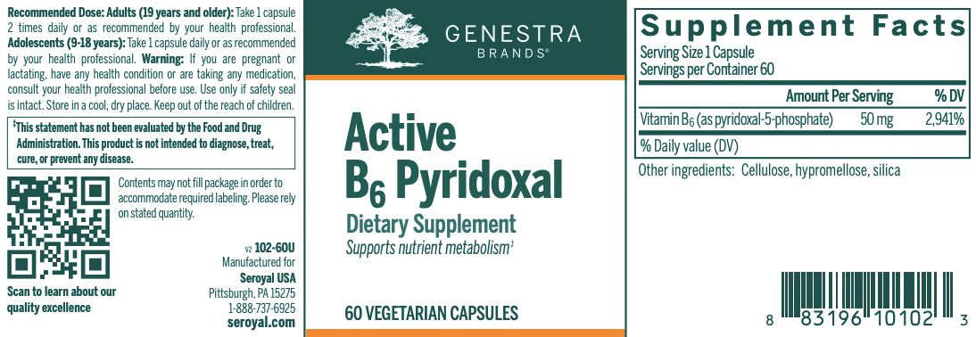 Genestra Active B6 Pyridoxal (60 caps)