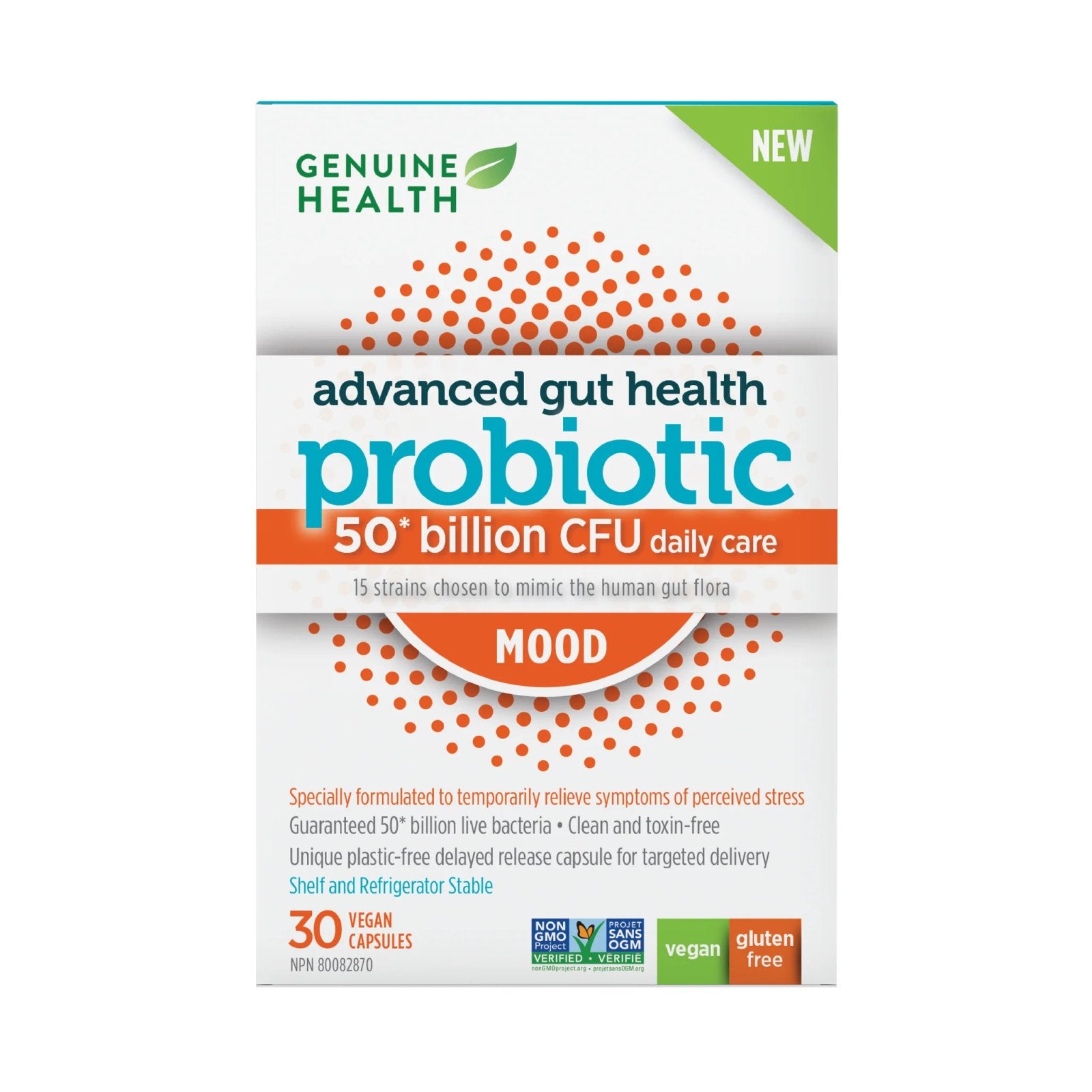 Genuine Health advanced gut health probiotic Mood 50 billion (30 vcaps)