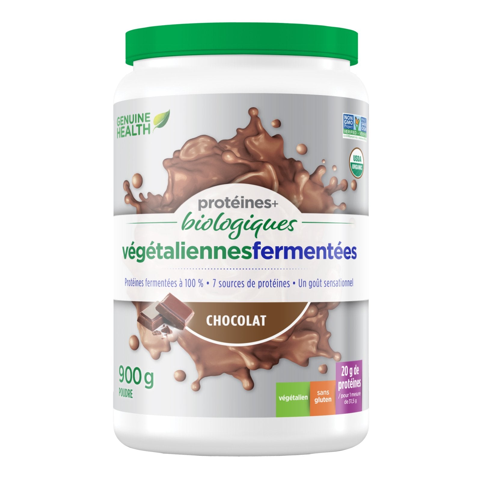 Genuine Health fermented organic vegan proteins+ vanilla| chocolate| unflavoured (600 g)